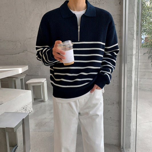 ANYANG - Maglione a mezza zip in maglia
